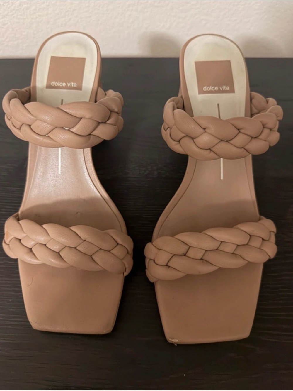 Dolce Vita Braided Strap Block Heel Sandals - Nude